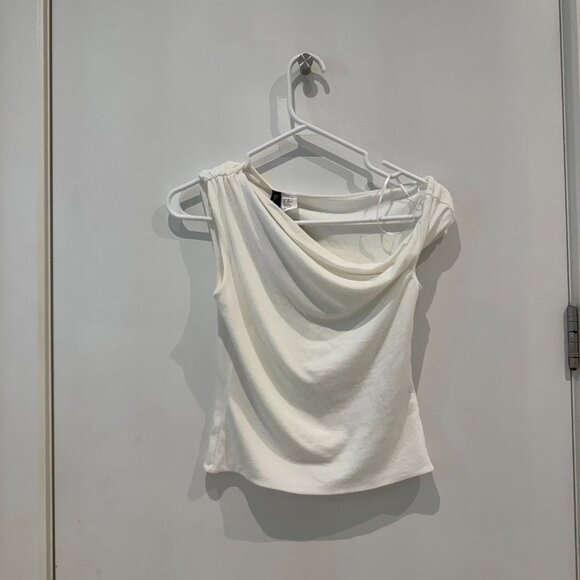H&M Divided One-Shoulder Draped Top – White / XS - Picture 3 of 3